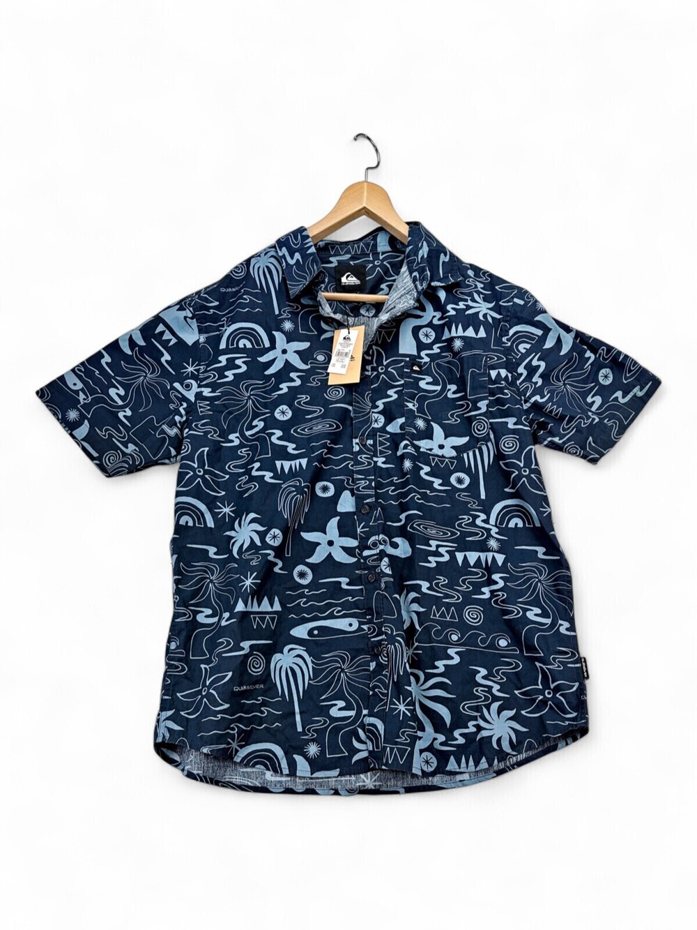 Quiksilver Men's XL Short-Sleeve Button-Up Tropical Print Shirt